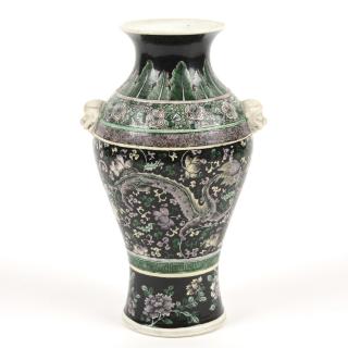 Appraisal: Chinese famille noir porcelain dragon vase Chinese famille noir porcelain