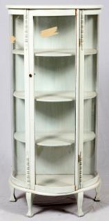 Appraisal: HALF ROUND PALE GREEN THREE SHELF CURIO CABINET HALF ROUND