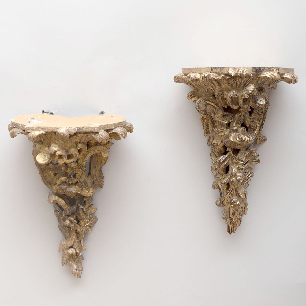 Appraisal: Small Pair of Regency Style Wall Brackets and Two Larger