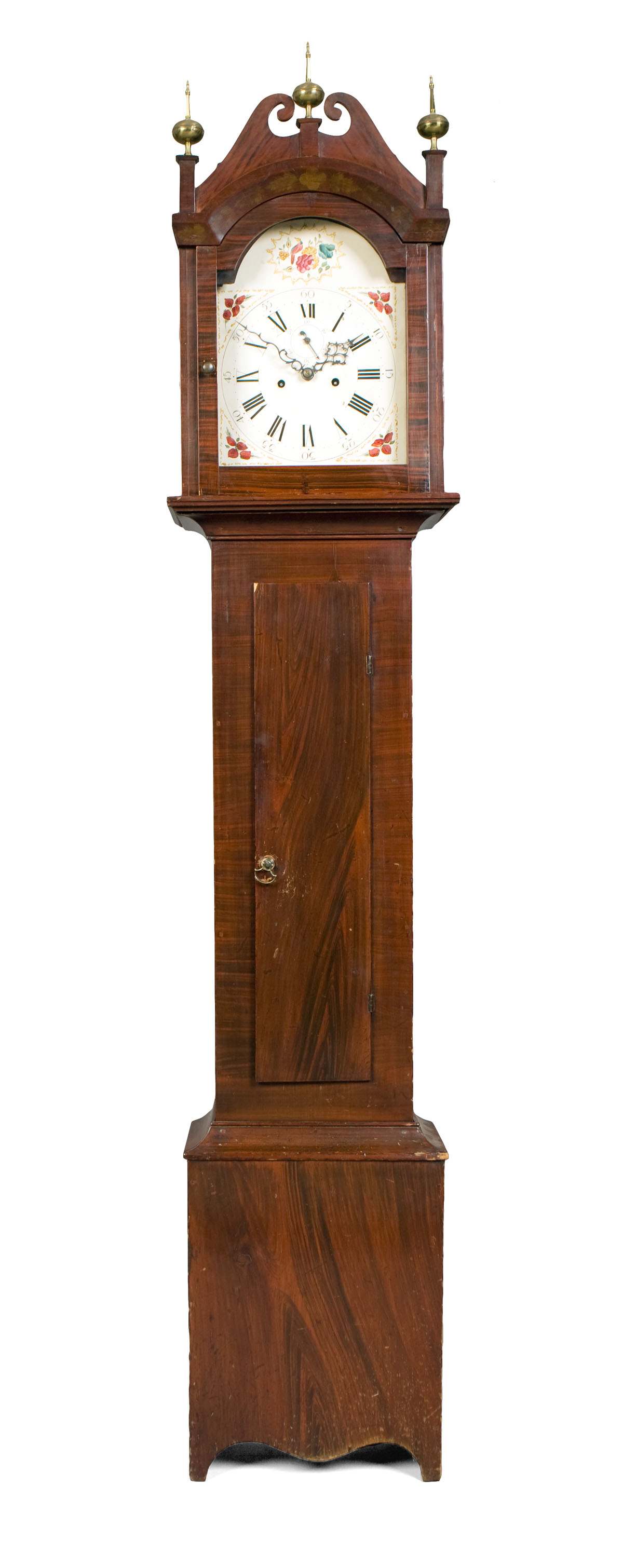 Appraisal: AMERICAN FEDERAL RED AND BLACK GRAIN-PAINTED TALL CASE CLOCK The