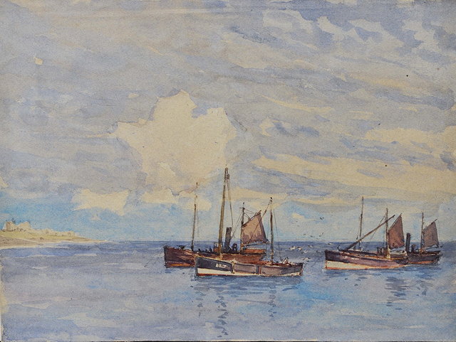 Appraisal: NELSON DAWSON - Shipping in a calm watercolour x cm