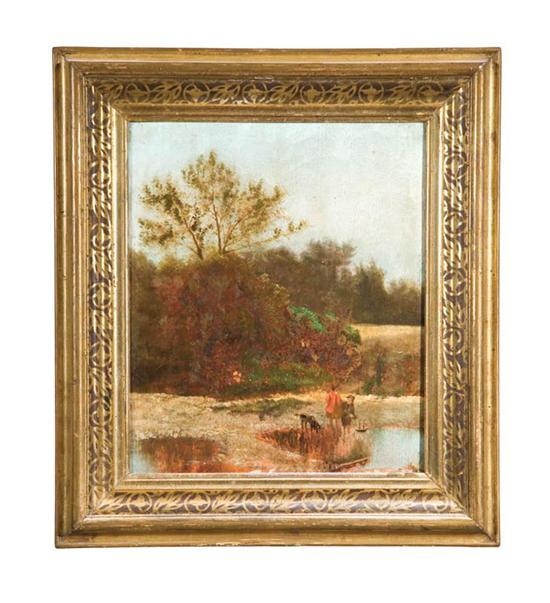 Appraisal: LANDSCAPE PAINTING EUROPEAN EARLY TH CENTURY Oil on mahogany board