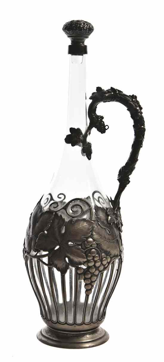 Appraisal: A German Silver Overlay Blown Glass Decanter of baluster form