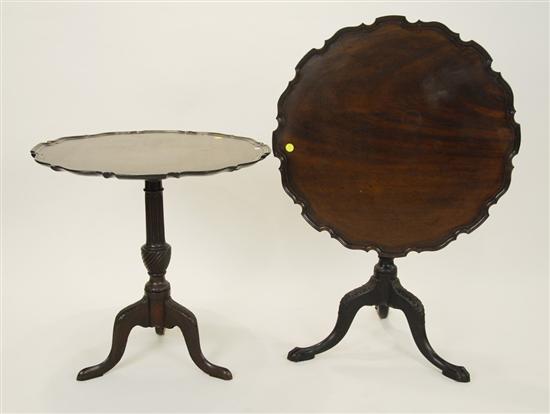 Appraisal: TWO GEORGIAN STYLE CARVED MAHOGANY TILT TOP TRIPOD TABLES height