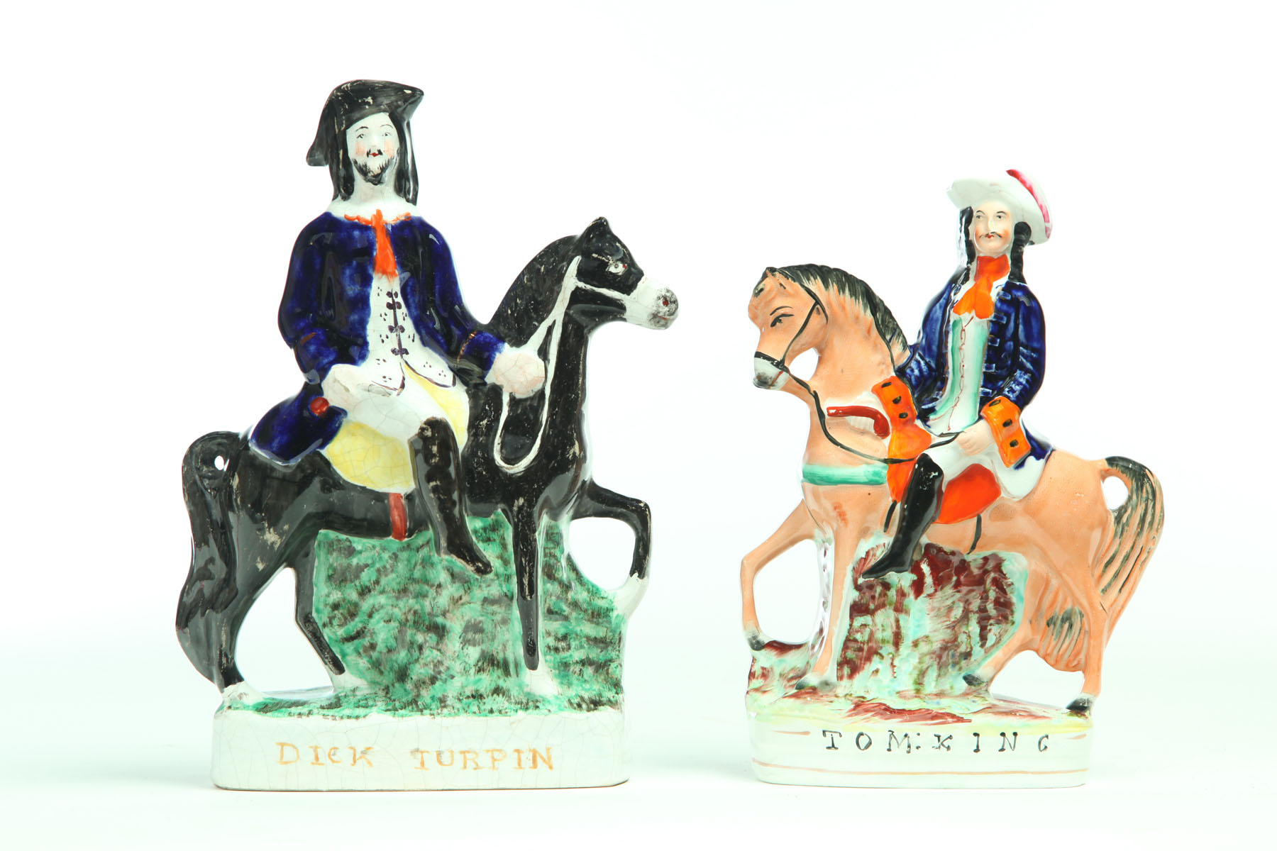 Appraisal: TWO STAFFORDSHIRE FIGURES ON HORSEBACK England nd half- th century