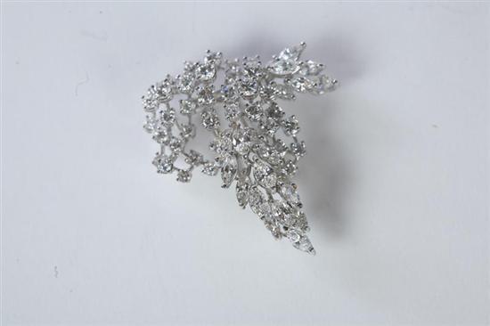 Appraisal: LADY'S DIAMOND BROOCH Platinum spray design brooch with twenty-two marquise