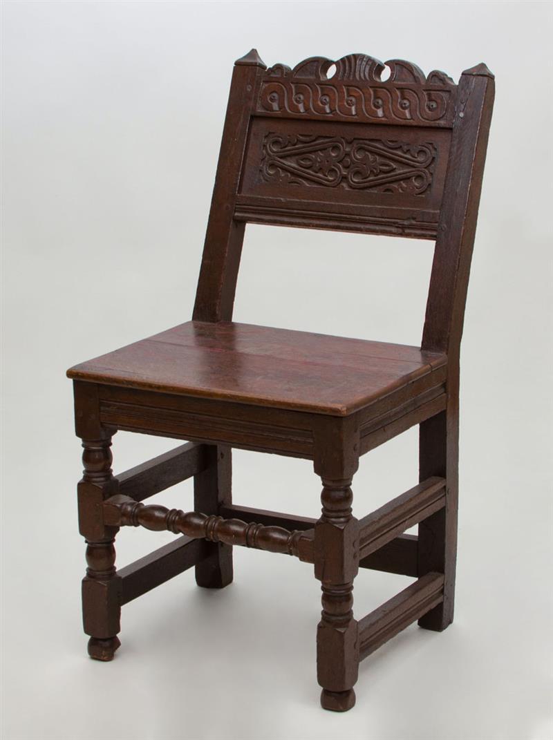 Appraisal: CHARLES II STYLE CARVED OAK SIDE CHAIR x x in