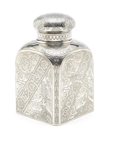 Appraisal: A late- th century Russian silver tea caddy by Pavel