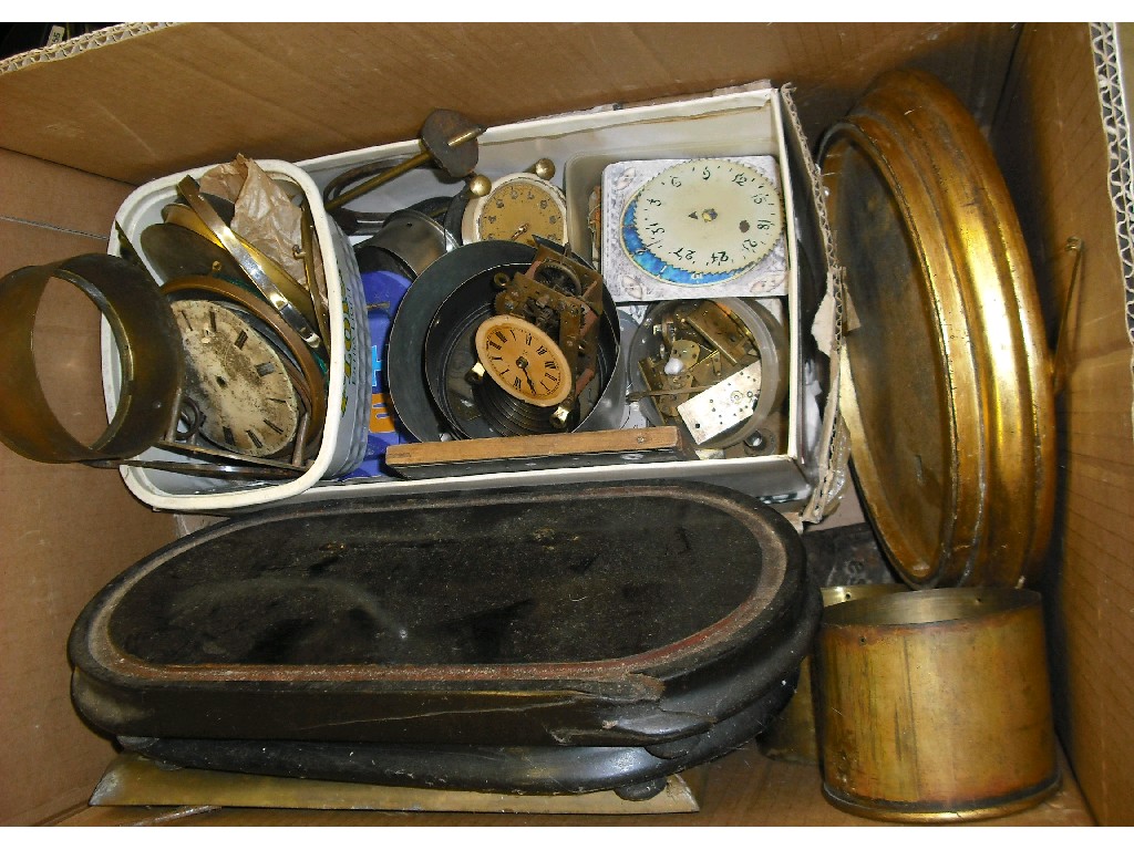 Appraisal: Large box of general clock spares including movements bezels dials