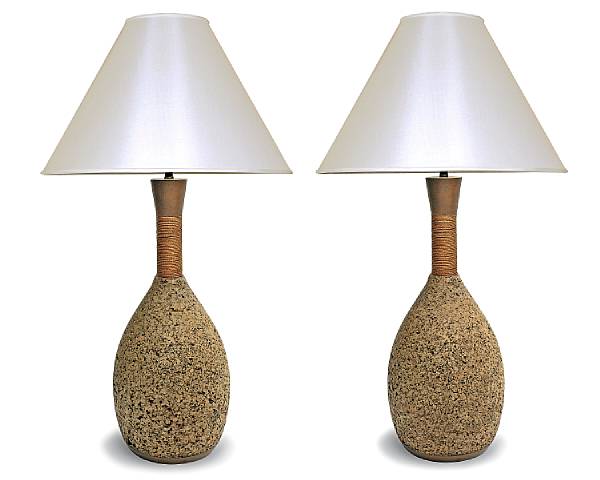 Appraisal: A pair of American cork and wood lamps circa Each