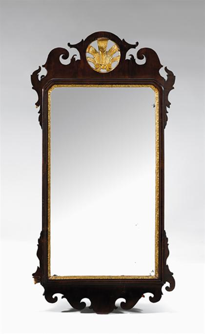 Appraisal: Chippendale mahogany and giltwood looking glass th century The scrolled