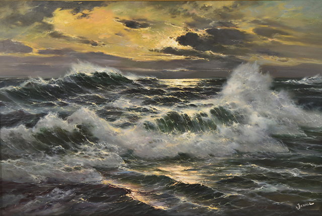 Appraisal: ENDR VON DERERA - SUNLIT SEASCAPE oil on canvas signed