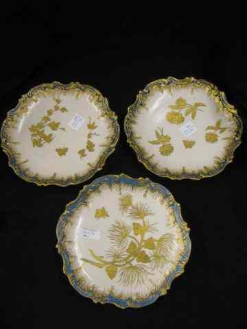 Appraisal: Limoges Porcelain Plates elaborate gold floral butterfly designs rococo borders