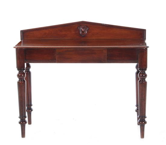 Appraisal: English mahogany writing desk dressing table late th century pediment