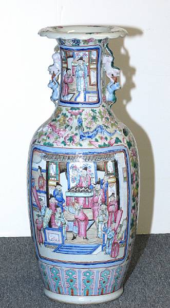 Appraisal: A large famille rose enameled porcelain vase Late th Century