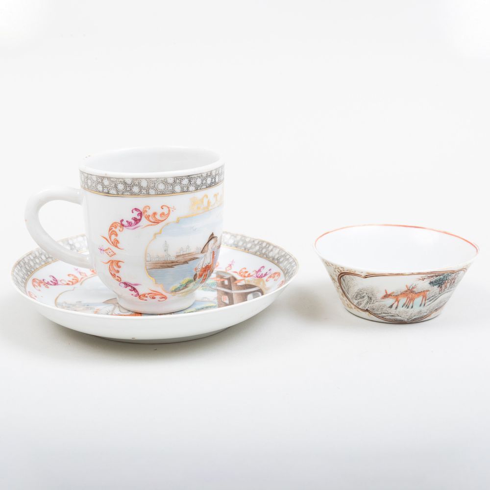 Appraisal: Chinese Export Porcelain Coffee Cup and Saucer and a Teabowl