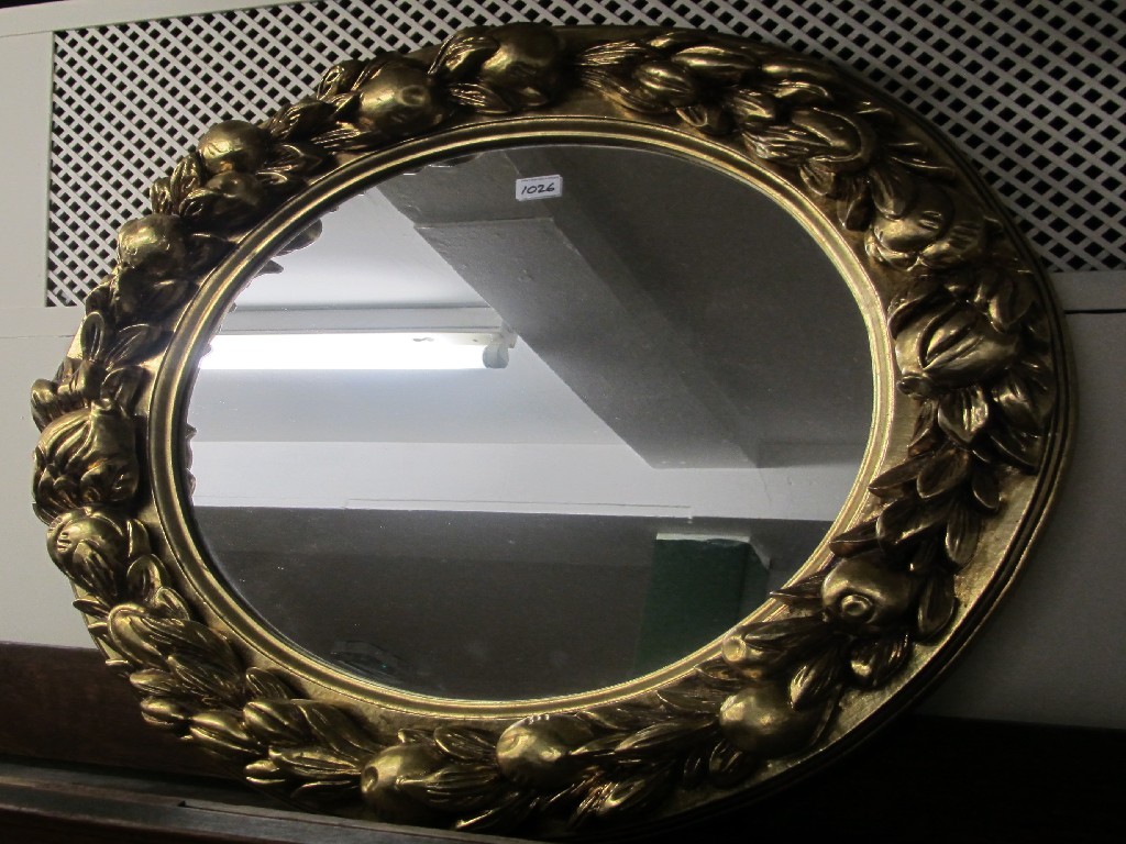 Appraisal: Gilt circular wall mirror