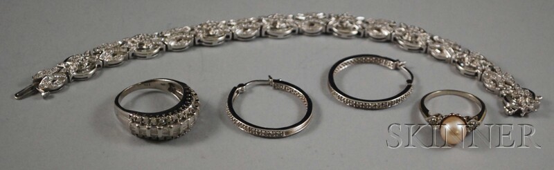 Appraisal: Small Group of White Gold and Diamond Jewelry a kt