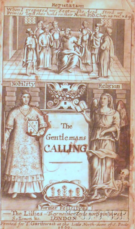 Appraisal: Allestree Richard - The Gentlemans Calling London T Garthwait first