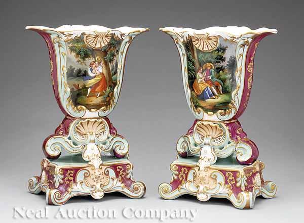 Appraisal: A Pair of Rococo Revival Paris Porcelain Vases mid- th