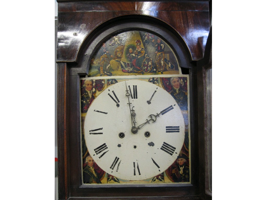 Appraisal: Mahogany longcase clock with broken swan neck pediment the dial