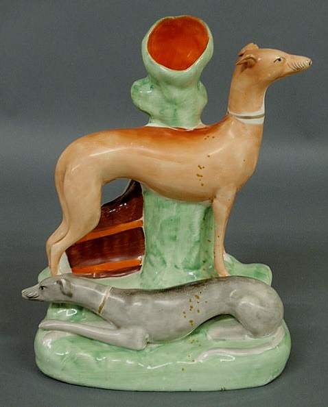 Appraisal: Staffordshire whippet spill vase c h x w