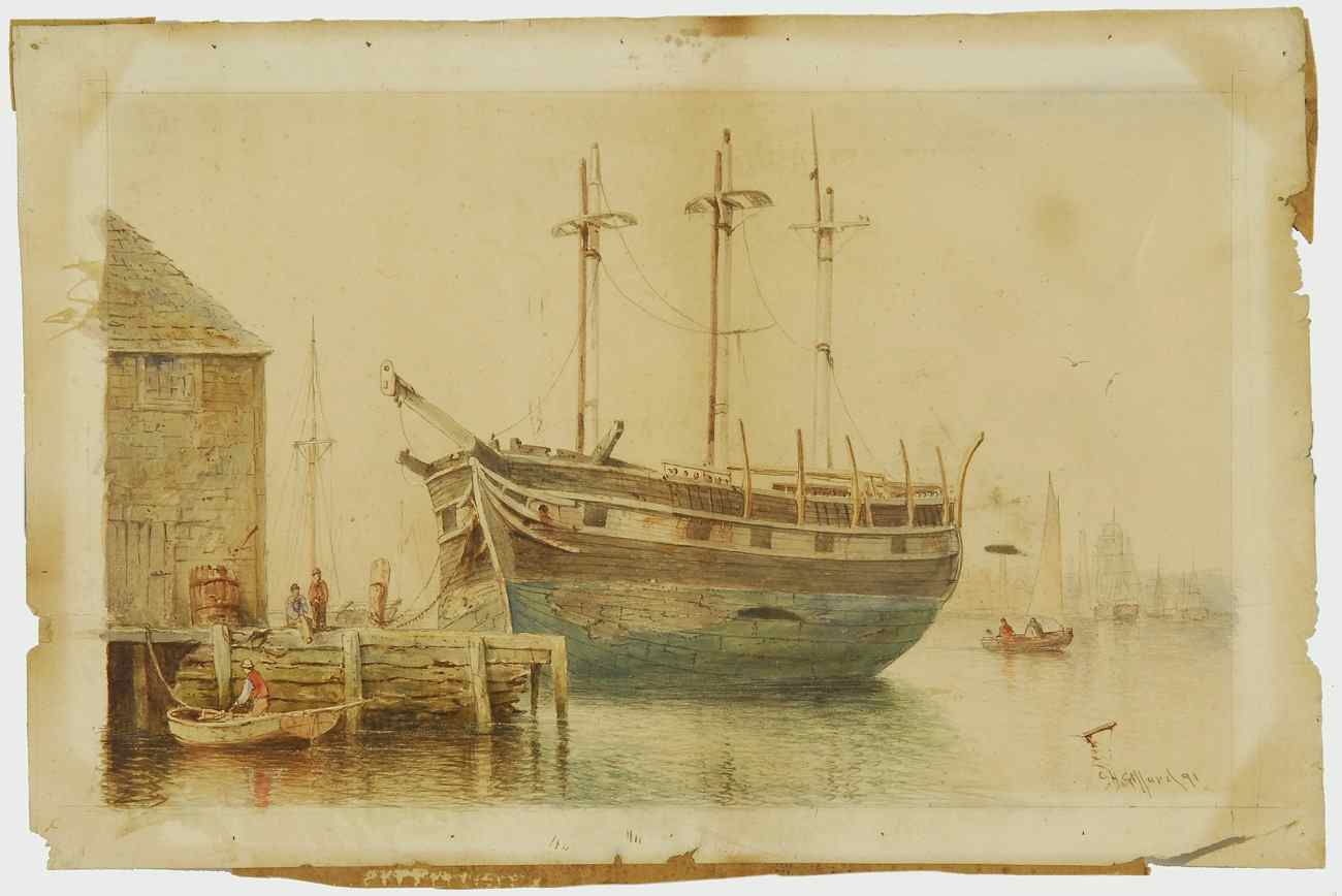 Appraisal: CHARLES HENRY GIFFORDAmerican - Boat at a pier Signed and