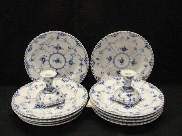 Appraisal: Royal Copenhagen Pair of Candelabra Plates Bowls From a Stamford