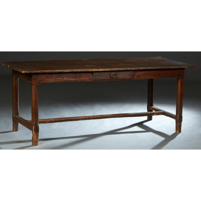 Appraisal: French Carved Oak Farmhouse Table th c the rectangular top