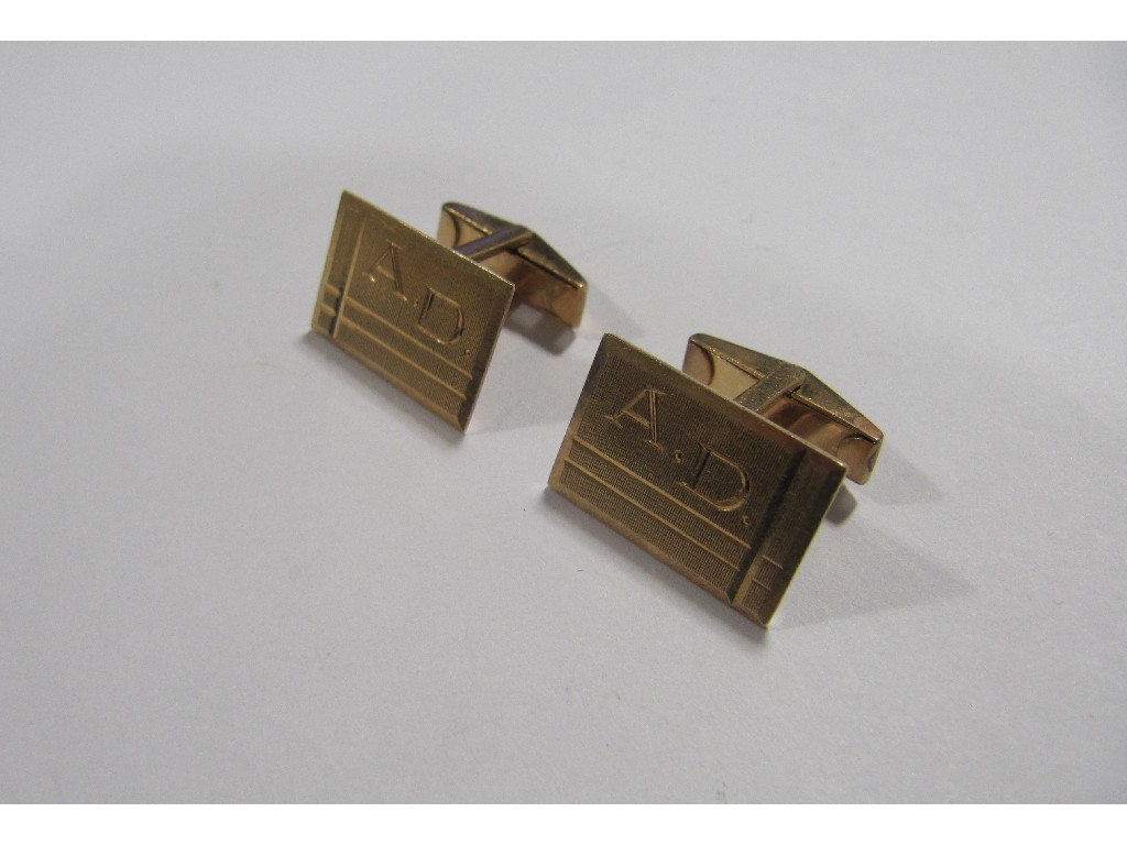 Appraisal: Pair of yellow metal cuff links with initials A D