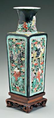 Appraisal: Chinese famille verte vase reticulated and molded sides with The