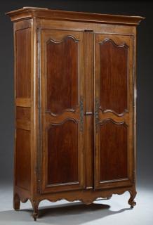 Appraisal: French Louis XV Style Carved Walnut Armoire mid French Louis