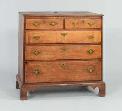 Appraisal: An Antique Walnut Straight Front Bureau With pine secondary woods