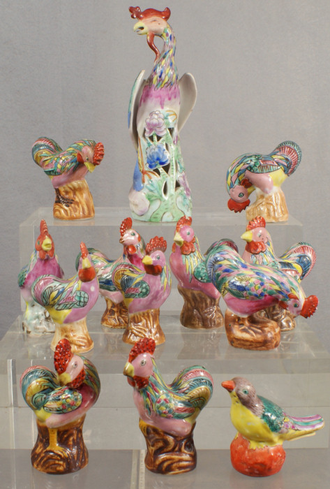 Appraisal: Chinese export porcelain lot of Famille Rose assorted roosters a