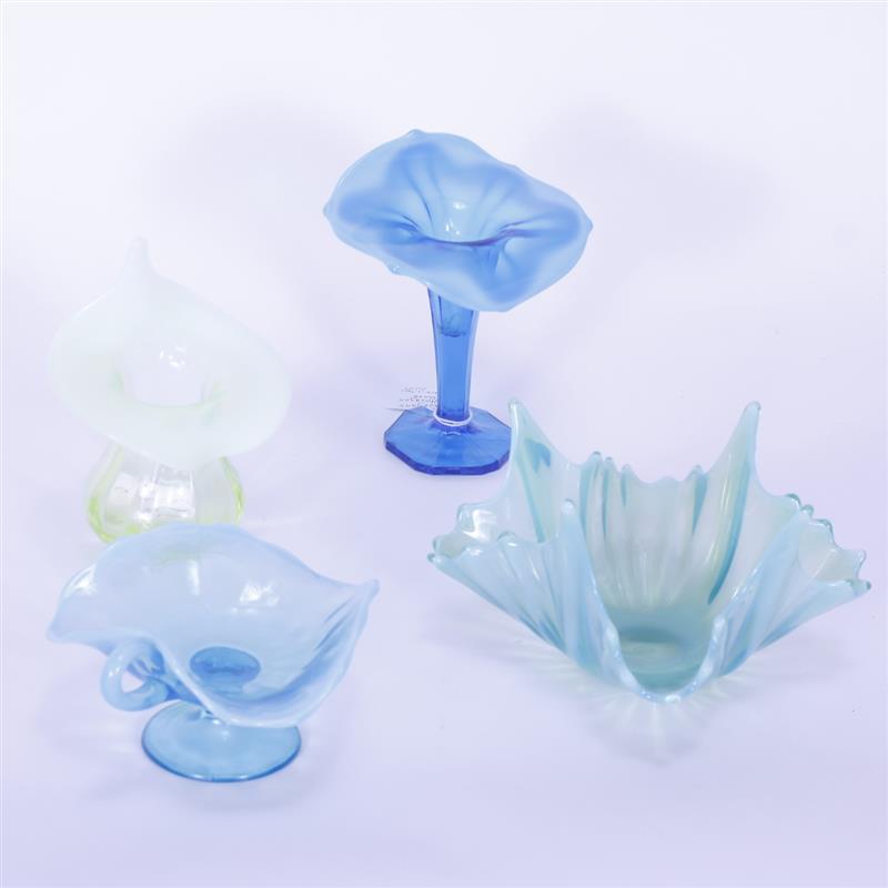 Appraisal: Fostoria Heirloom Opalescent dish Gibson Jack-in-the-Pulpit vase Plain Jane Blue