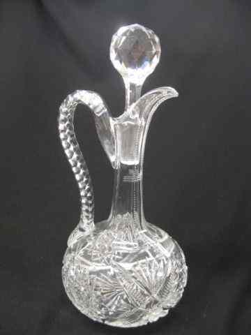 Appraisal: Cut Glass Tall Decanter oversized cruet form starburst cross hatching