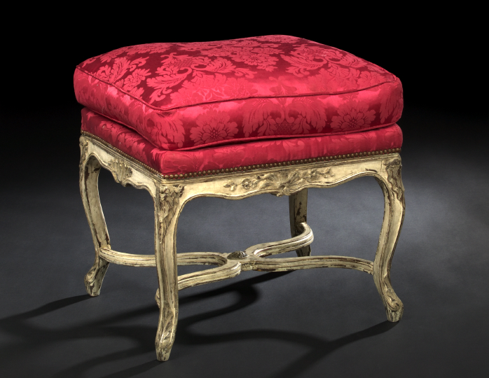 Appraisal: Louis XV-Style Polychromed Stool fourth quarter th century the rectangular