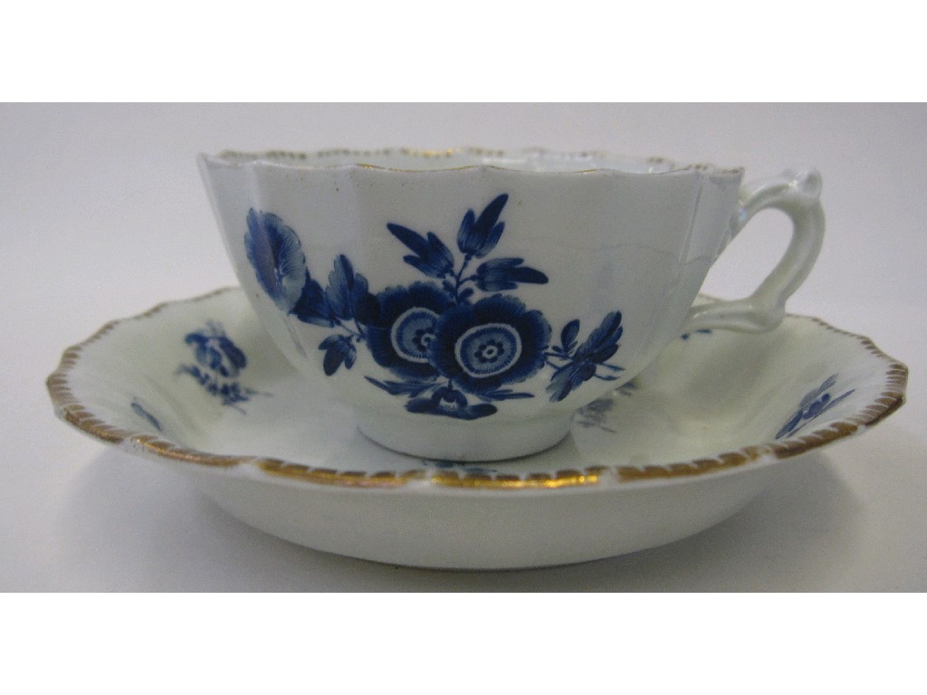 Appraisal: Worcester first period cup and saucer with blue painted flowers