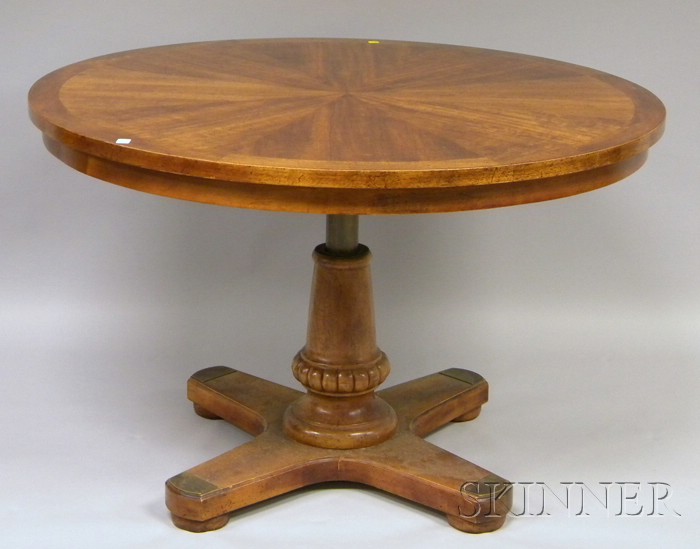 Appraisal: Regency-style Circular Walnut Pedestal-base Breakfast Table dia in