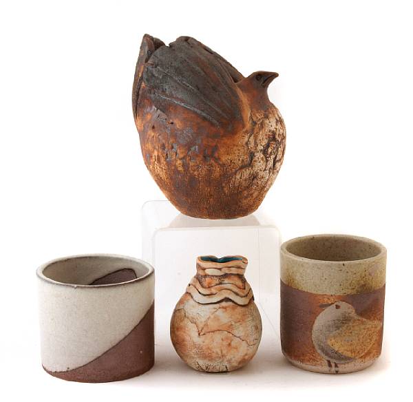 Appraisal: An assorted group of nine modern studio pottery stoneware and