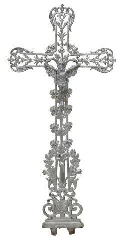 Appraisal: French cast iron cross early th c in a silver