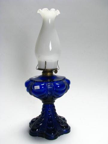 Appraisal: Coolidge Drape Cobalt Glass lamp base to top of fitter