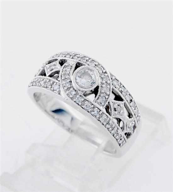 Appraisal: Diamond ring tapered openwork band set with European-cut diamonds approximately