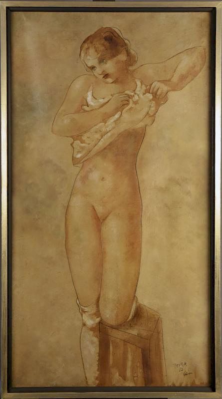 Appraisal: Pere Pruna y Ocerans Spanish - Desnudo oil and pencil