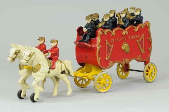 Appraisal: OVERLAND CIRCUS BAND WAGON Hubley elaborate casting depicts seated musicians