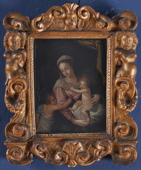 Appraisal: ITALIAN SCHOOL MADONNA JESUS AND ST JOHN Oil on copper