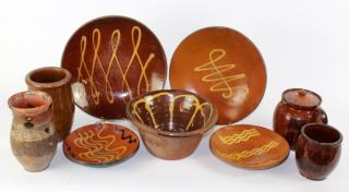 Appraisal: Grouping of American Redware glazed pottery Grouping of American Redware