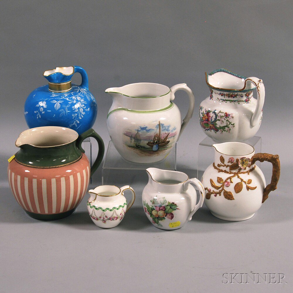 Appraisal: Seven Mostly English Ceramic Pitchers and Creamers th century including