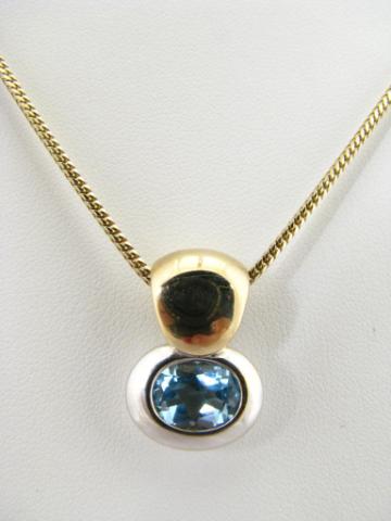 Appraisal: K Yellow and White gold blue Topaz pendant on ''