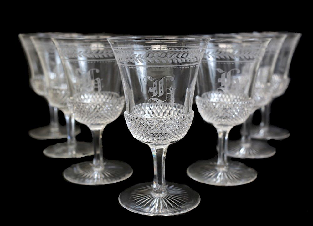 Appraisal: Edinburgh Cut Glass Water Goblets Edinburgh cut crystal glass water